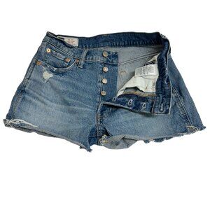 Gap High Rise Cheeky Distressed Shorts, Medium Wash Blue, Size 28